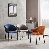 Peaks 現代皮革包覆金屬腳餐椅